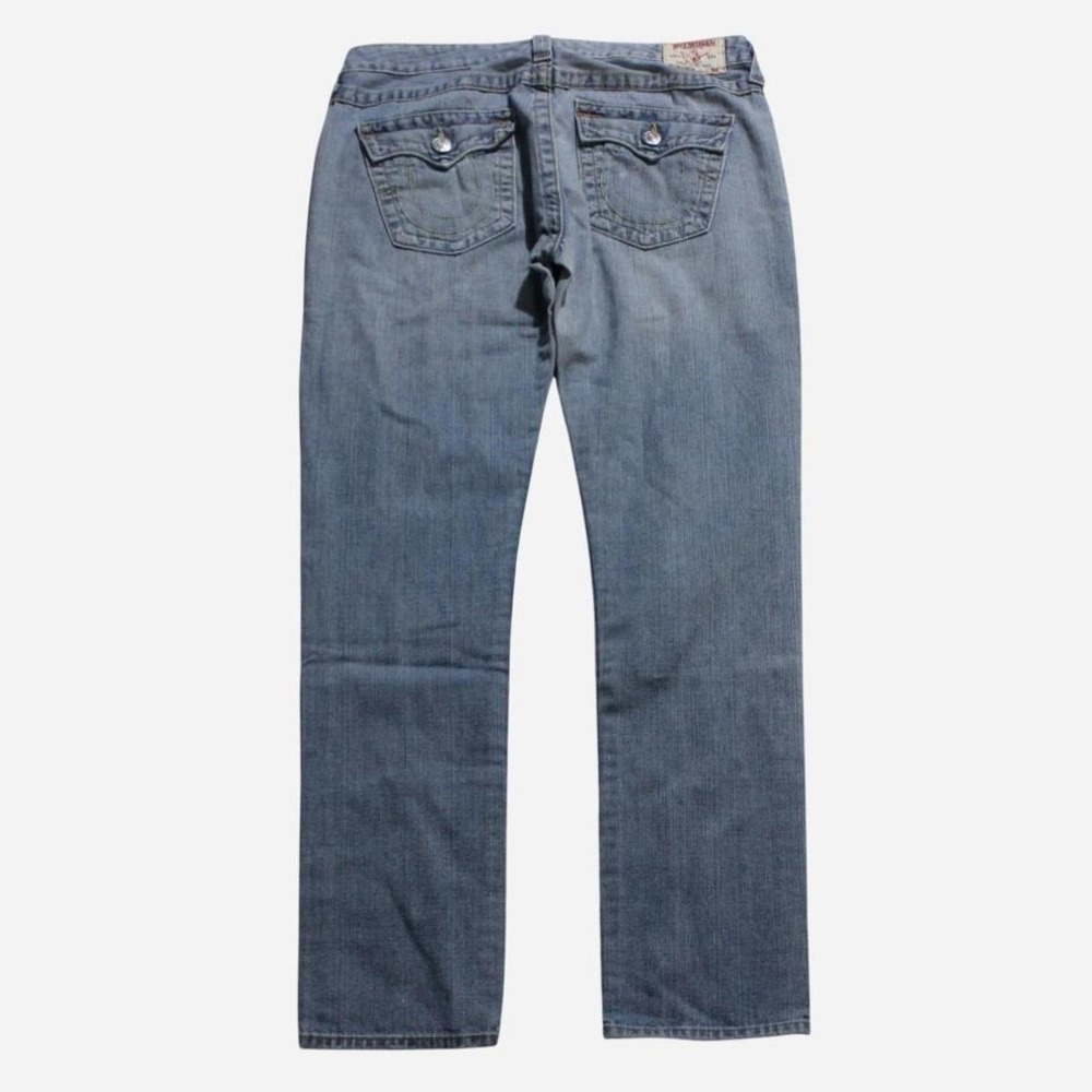 Womens Y2K Light Wash True Religion Cameron Distressed Straight Fit Jeans - Picture 3 of 8
